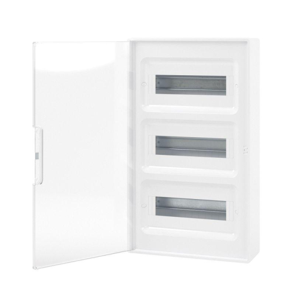 Щиток настенный 36мод. FRAME с прозр. дверцей с 4 шинами PEN (2шт на 8 отверст. и 2шт на 10 отверст.) бел. DKC F36W1WT