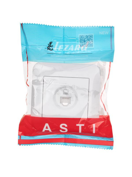 Розетка компьютерная 1-м СП ASTI IP20 RJ45 в сборе Cat 5e бел. LEZARD 7081-0202-139