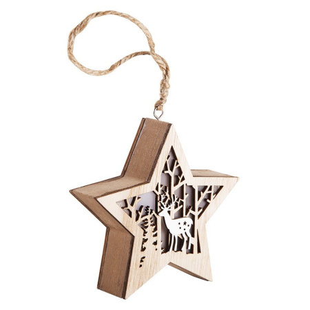 Деревянная фигурка с подсветкой Звездочка 24x13x3,6 см
