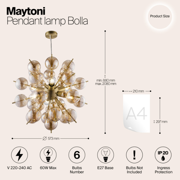 Подвесная люстра Maytoni MOD133PL-06BS