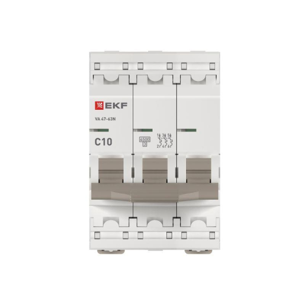 Выключатель автоматический 3п C 10А 4.5кА ВА 47-63N PROxima EKF M634310C