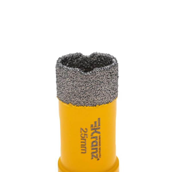 Коронка алмазная профессиональная по керамограниту и железобетону М14, вакуумное спекание, 25мм, для УШМ KRANZ