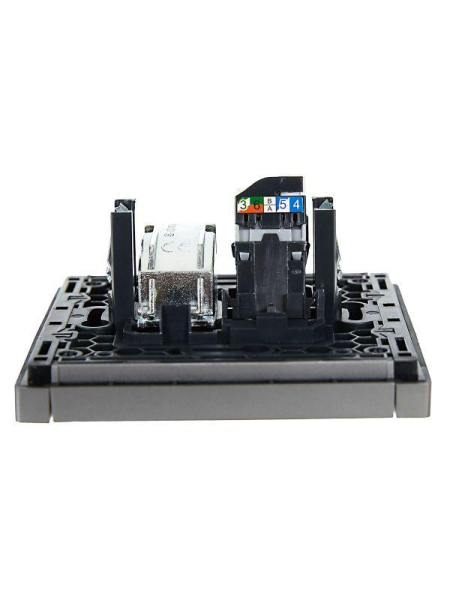 Розетка 2-м TV+RJ45 кат.5E FORTE&PIANO FP536 сталь IEK FP-AK20-1-K46