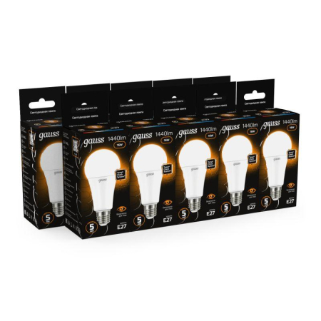 Лампа светодиодная Black 16Вт A60 грушевидная 3000К тепл. бел. E27 1440лм GAUSS 102502116