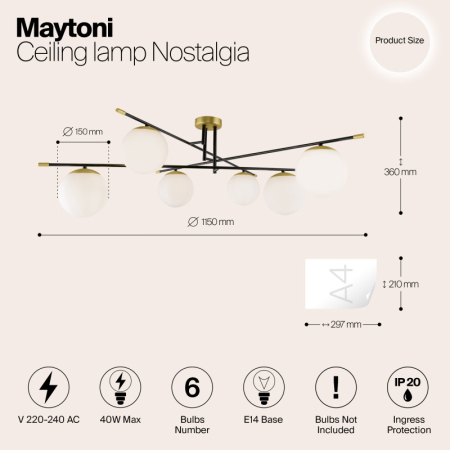 Люстра на штанге Maytoni MOD048CL-06G