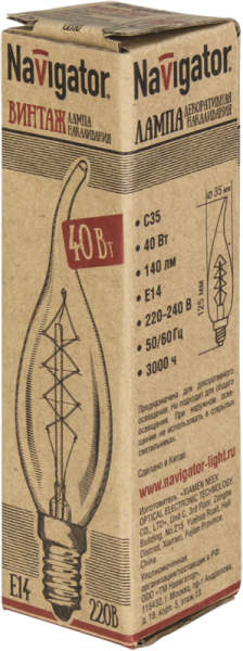 Лампа накаливания 71 952 NI-V-FC-C-40-230-E14-CLG Navigator 71952