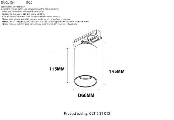 Светильник на шине Crystal Lux CLT 0.31 013 WH-WH