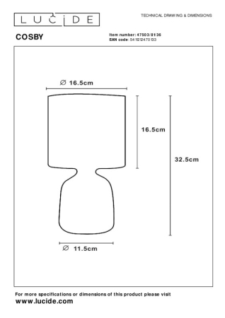 Настольная лампа LUCIDE 47503/81/36