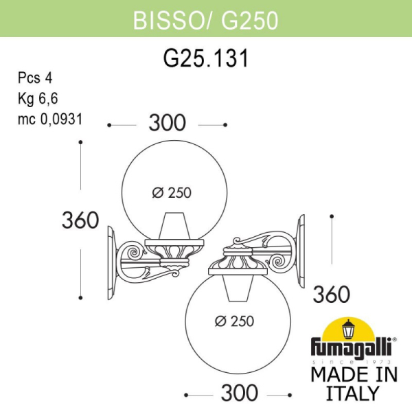 Светильник настенный Fumagalli G25.131.000.AXF1R