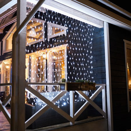 Гирлянда светодиодная Сеть 2,5х2,5м 432 LED БЕЛЫЙ черный ПВХ IP65 свечение с динамикой 230В контроллер в комплекте NEON-NIGHT