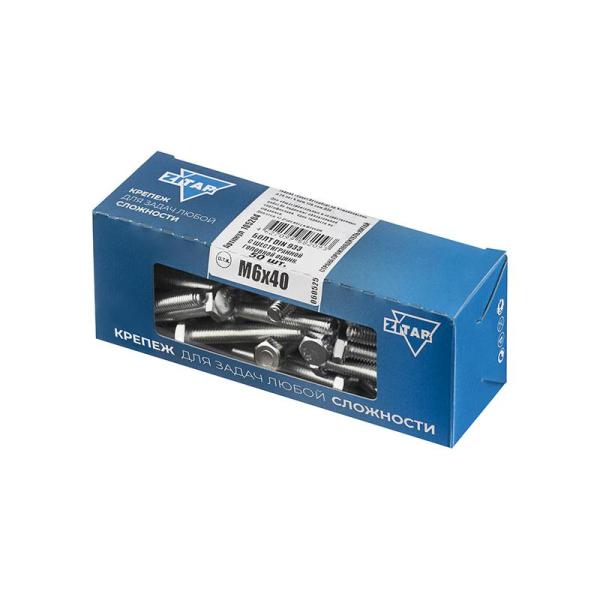 Болт с шестигранной головкой М6х40 DIN 933 оцинк. (уп.50шт) Zitar 105204