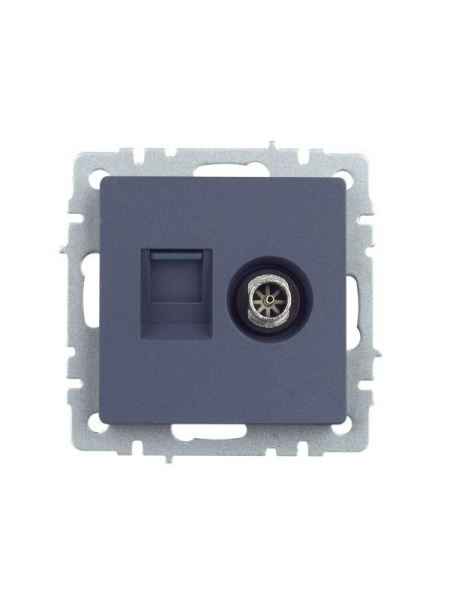 Розетка компьютерная + телевизионная 2-м BRITE РТВ/РК12-БрМ RJ45 кат.5E + TV механизм маренго IEK BR-AK20-1-K35