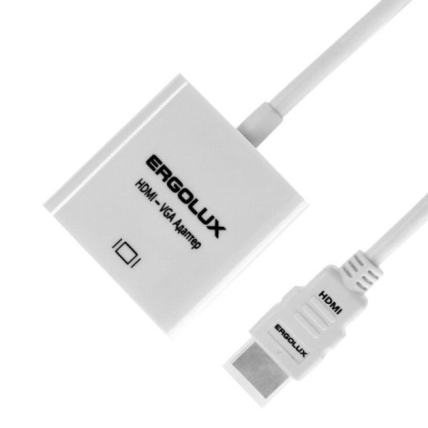 Переходник VGA-HDMI+AUX ELX-VA01P-HDMI комплект пластик пакет бел. Ergolux 15297