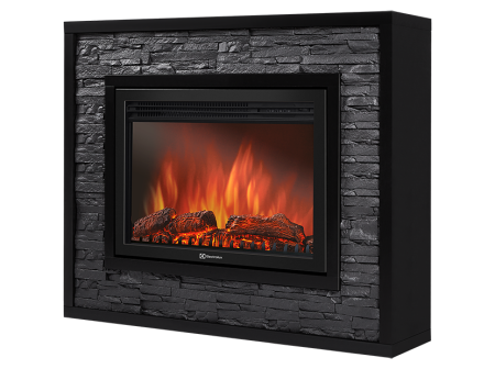 Портал Firelight Loft 30 камень черный, черная эмаль