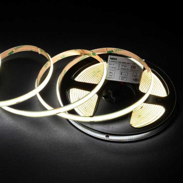 Лента светодиодная COB-480LED 11Вт/м IP20 8мм 24В 4000К (уп.5м) IEK LSR11-10-480-20-1-05