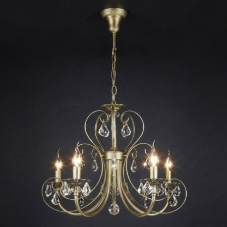 Подвесная люстра Eurosvet 3305/5 латунь/прозрачный хрусталь