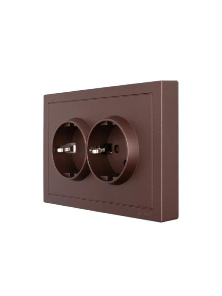 Розетка 2-мест. с/з СП ZIMA IP20 16А ПБТ безвинт. зажим шоколад LEZARD 704-7300-127BQC
