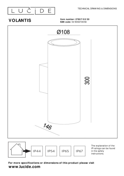 Светильник настенный LUCIDE 27807/02/30