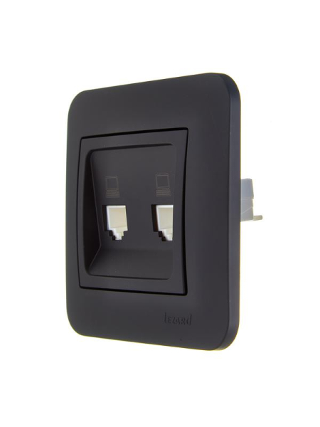 Розетка компьютерная 2-м СП ASTI IP20 RJ45 в сборе черн. бархат LEZARD 7081-4242-141