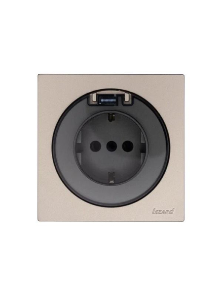 Розетка 1-м СП OSEN IP44 с заземл. с крышкой ПБТ механизм титан LEZARD 743-3788-123BIPCH