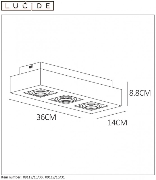 Накладной светильник LUCIDE 09119/15/30