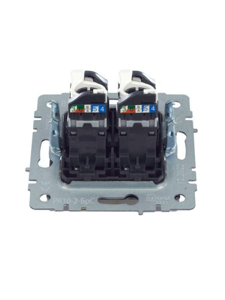 Розетка компьютерная двойн. СП RJ45 кат.5E BRITE РК10-2-БрС механизм сталь IEK BR-K20-1-K46