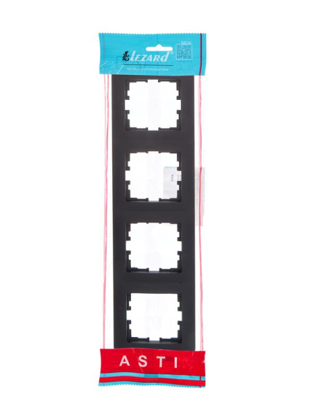 Рамка 4-м ASTI вертикал. черн. бархат LEZARD 7081-4200-154