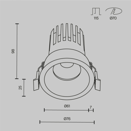 Встраиваемый светильник Maytoni Technical DL117-15W-3K-W