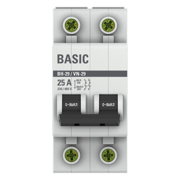 Выключатель нагрузки 2п 25А ВН-29 Basic EKF SL29-2-25-bas