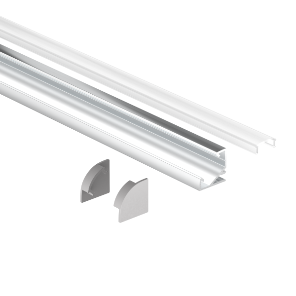 Профиль Geniled для светодиодной ленты угловой 17×17×1000 М16 с заглушками и рассеивателем