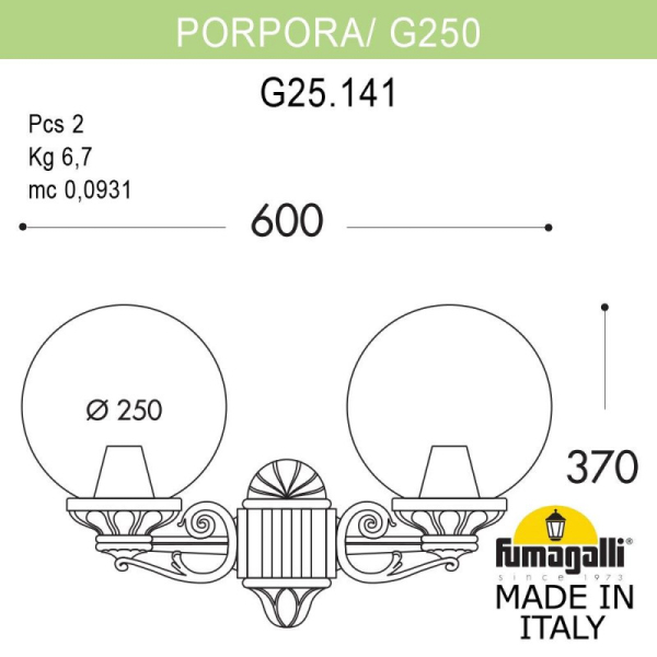 Светильник настенный Fumagalli G25.141.000.AXF1R