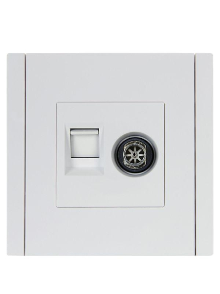 Розетка 2-м TV+RJ45 кат.5E FORTE&PIANO FP236 бел. IEK FP-AK20-1-K01