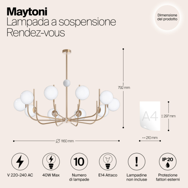 Люстра на штанге Maytoni MOD109PL-10BS